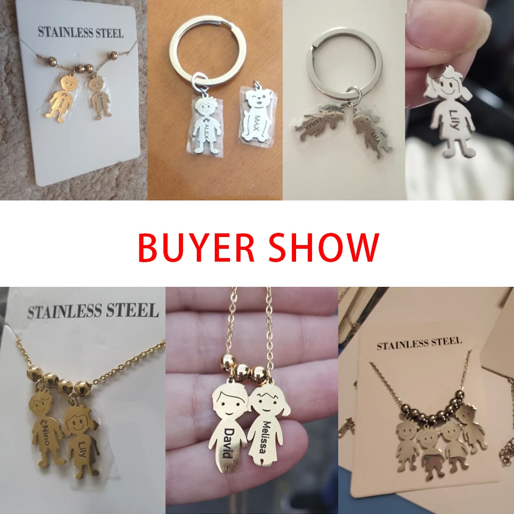 Personalized Boy Girl Necklace Custom Chain Name Mother Father Day Kid Family Gift For Women Men Stainless Steel Pendant Jewelry – Image 2