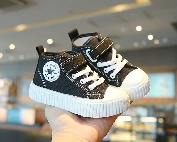 Kid Canvas Shoes Girls Fashion Simple and Versatile Casual Shoes Boy Solid Color Round Toe Non-slip Soft Platform Children Shoes – Image 16