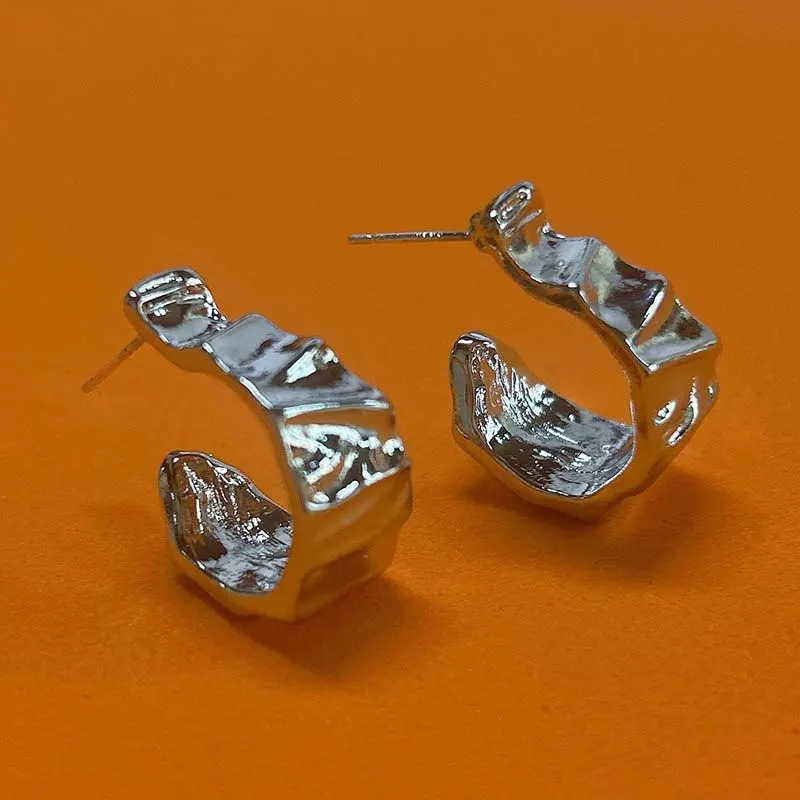 Irregular C Shaped Earrings for Women Stainless Steel Geometric Earring 2024 Trending Wedding Party Aesthetic Jewelry aretes – Image 8