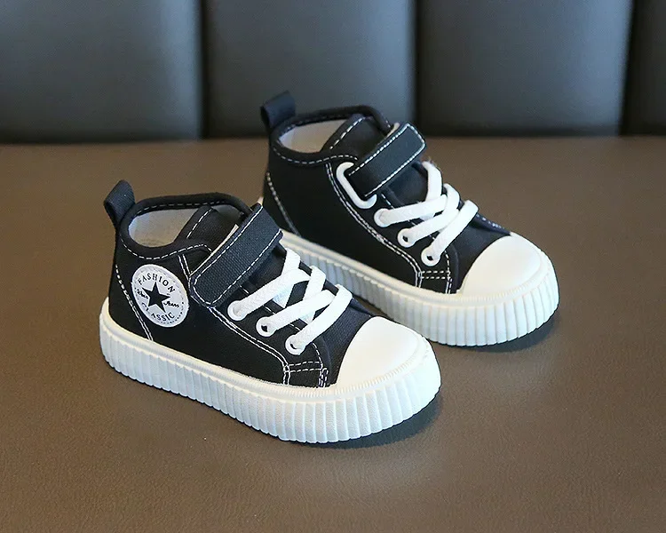 Kid Canvas Shoes Girls Fashion Simple and Versatile Casual Shoes Boy Solid Color Round Toe Non-slip Soft Platform Children Shoes – Image 12