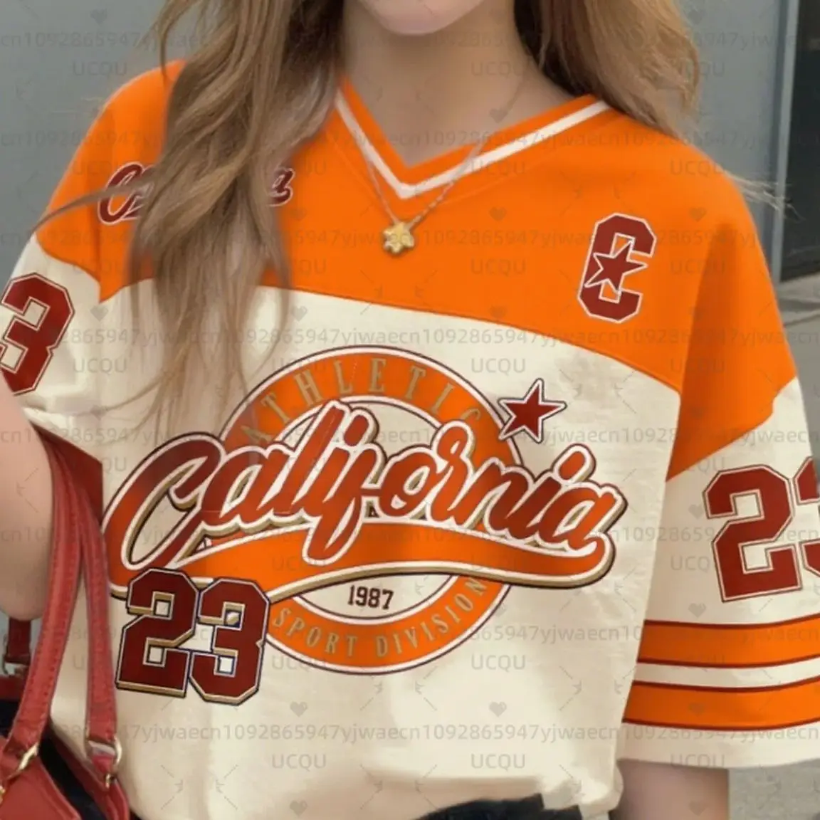 Girls Casual Sports Style California Print Short Sleeve V-Neck Women's Children Men's T-shirt Tops – Image 14