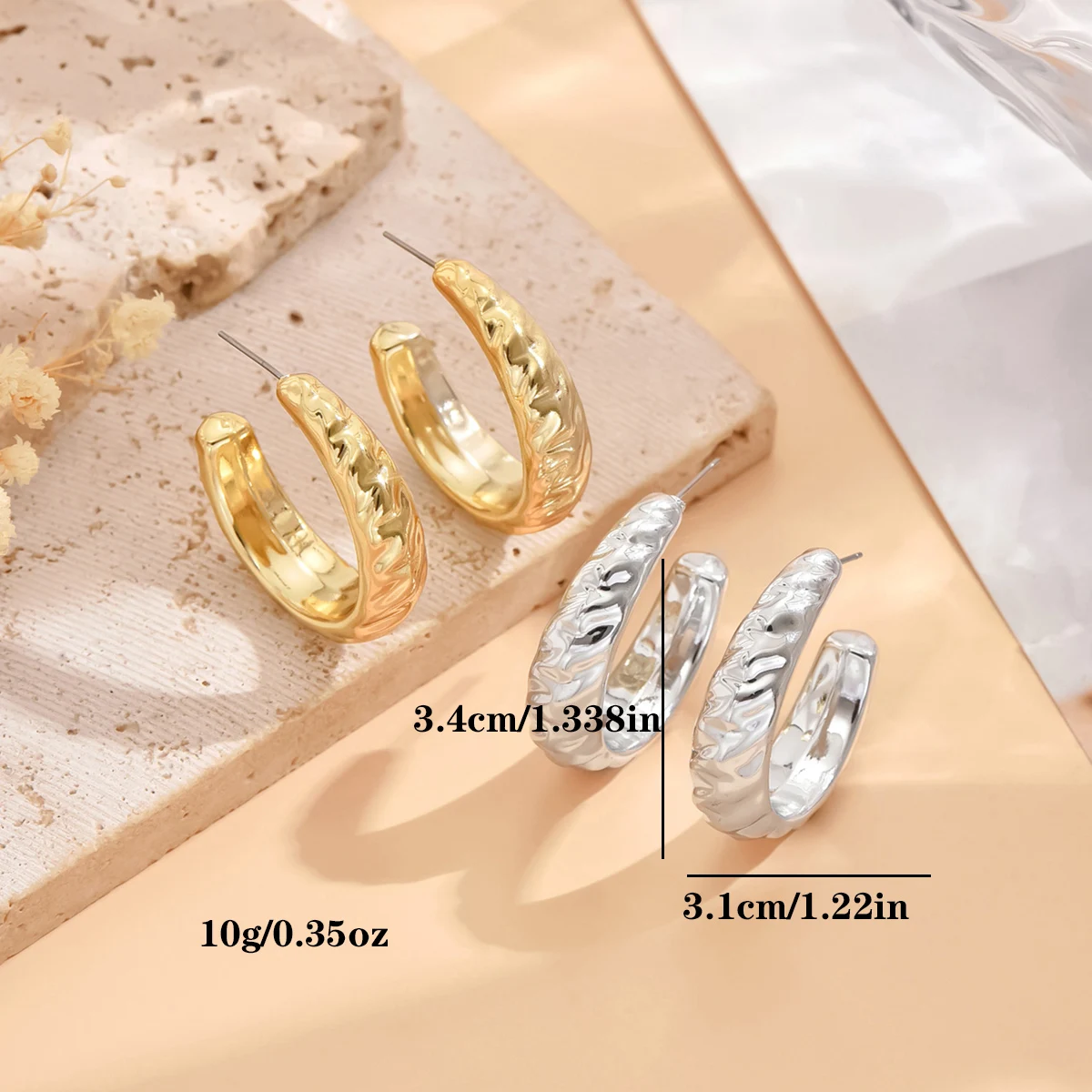 серьги Geometric Irregular Metallic Color Earrings for Women 2024 Minimalist Style Personality Earrings Trendy Jewelry Gift – Image 2