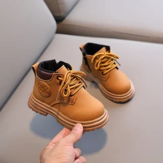 Winter Kids Combat Boots Furry Lined Children Ankle Boots Fashion Boys Girls Short Boots Student Non-slip Shoes Footwear
