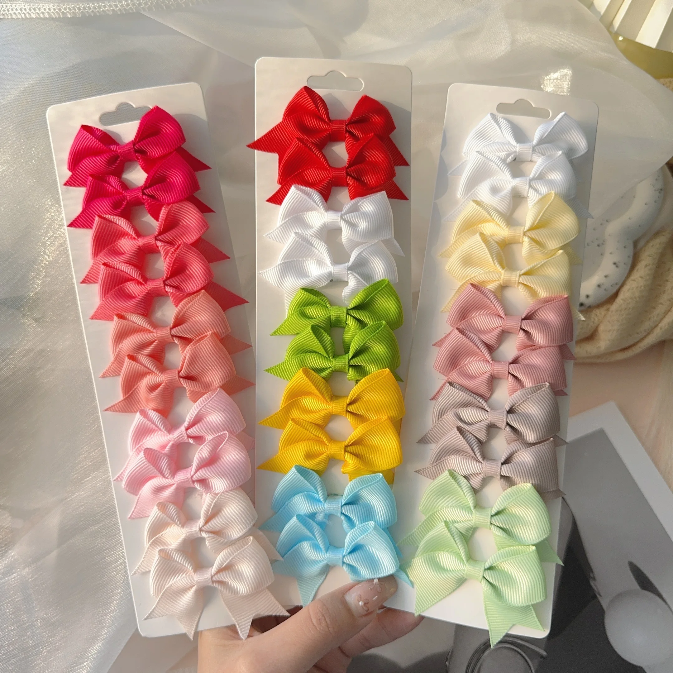 6/10Pcs/Set New Handmade Solid Ribbon Bowknot Hair Clips For Cute Baby Girls Bows Hairpin Kids Hair Accessories