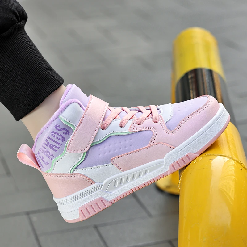 Childrens Walking Shoes Trendy Winter New High Top Cotton Comfortable Teenagers Anti Slip Wear-resistant Flat Casual Sneakers – Image 16