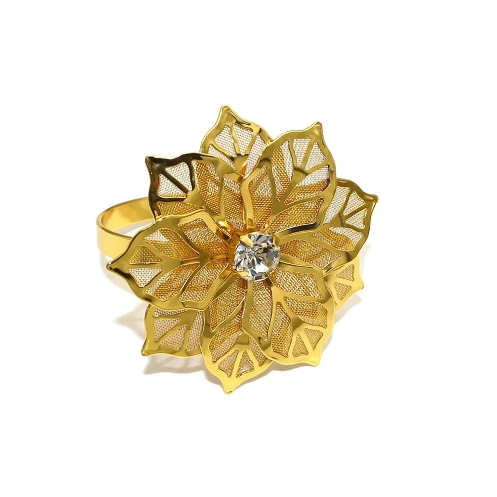 1/6Rose Flower Napkin Holder Floral Rhinestone Napkins Rings for Wedding Christmas Party Dinner Table Decor – Image 17