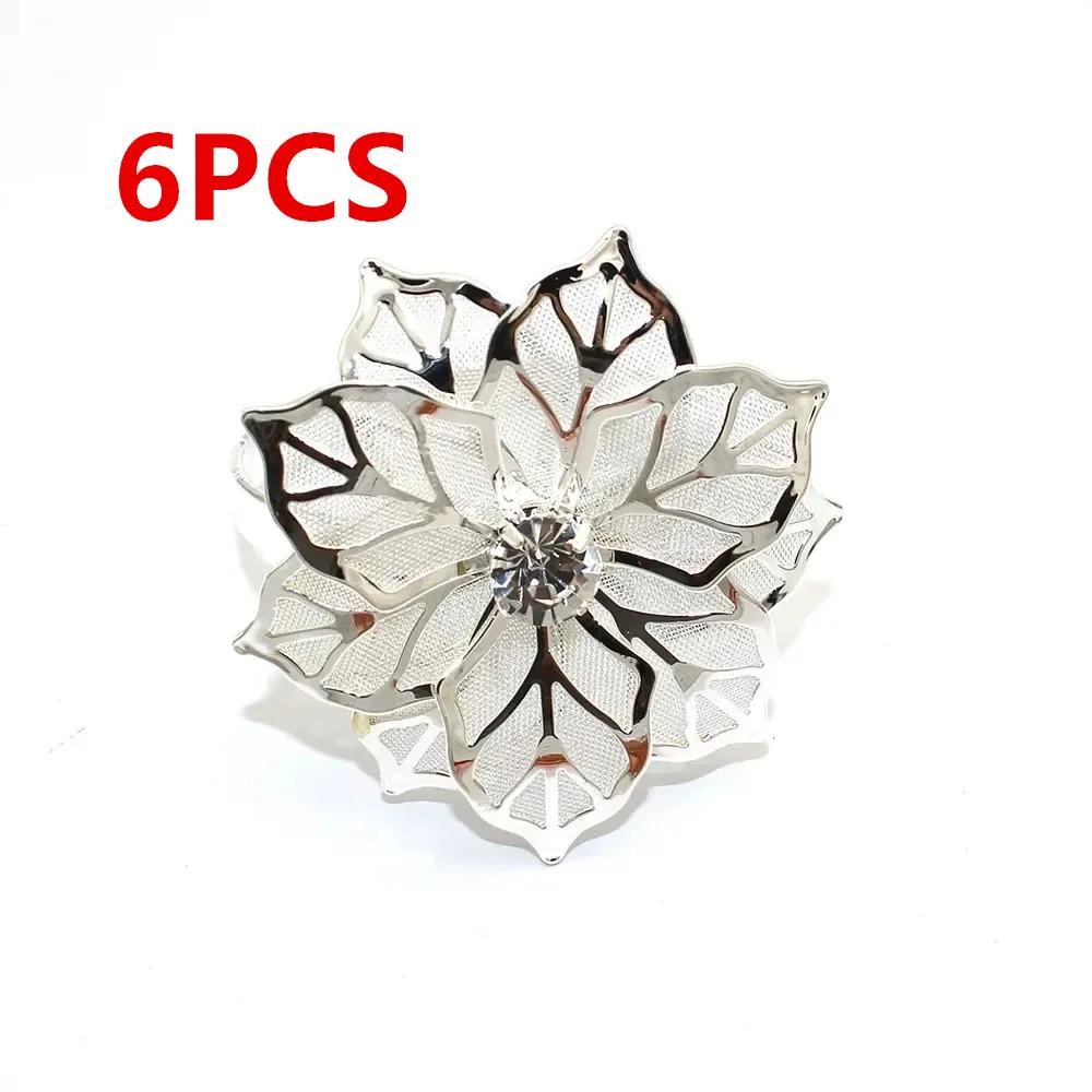 1/6Rose Flower Napkin Holder Floral Rhinestone Napkins Rings for Wedding Christmas Party Dinner Table Decor – Image 9