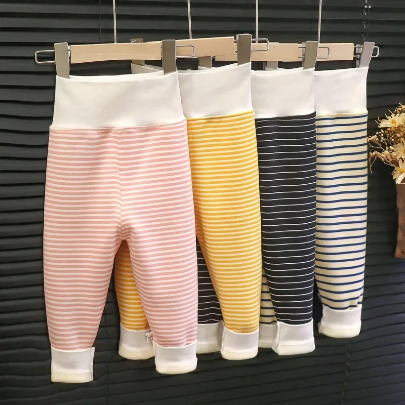 Infant Pants Thicken Keep Warm in Winter Newborn Baby Bebe Boy Girl Striped Leggings Kids Trousers – Image 2