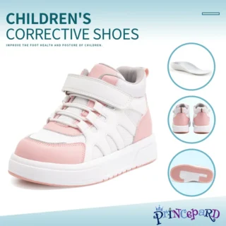 Princepard Kid Sneakers with Ankle Support Pink Blue Orthopedic Casual Shoes Boys Girls with Corrective Insole for Flat Feet
