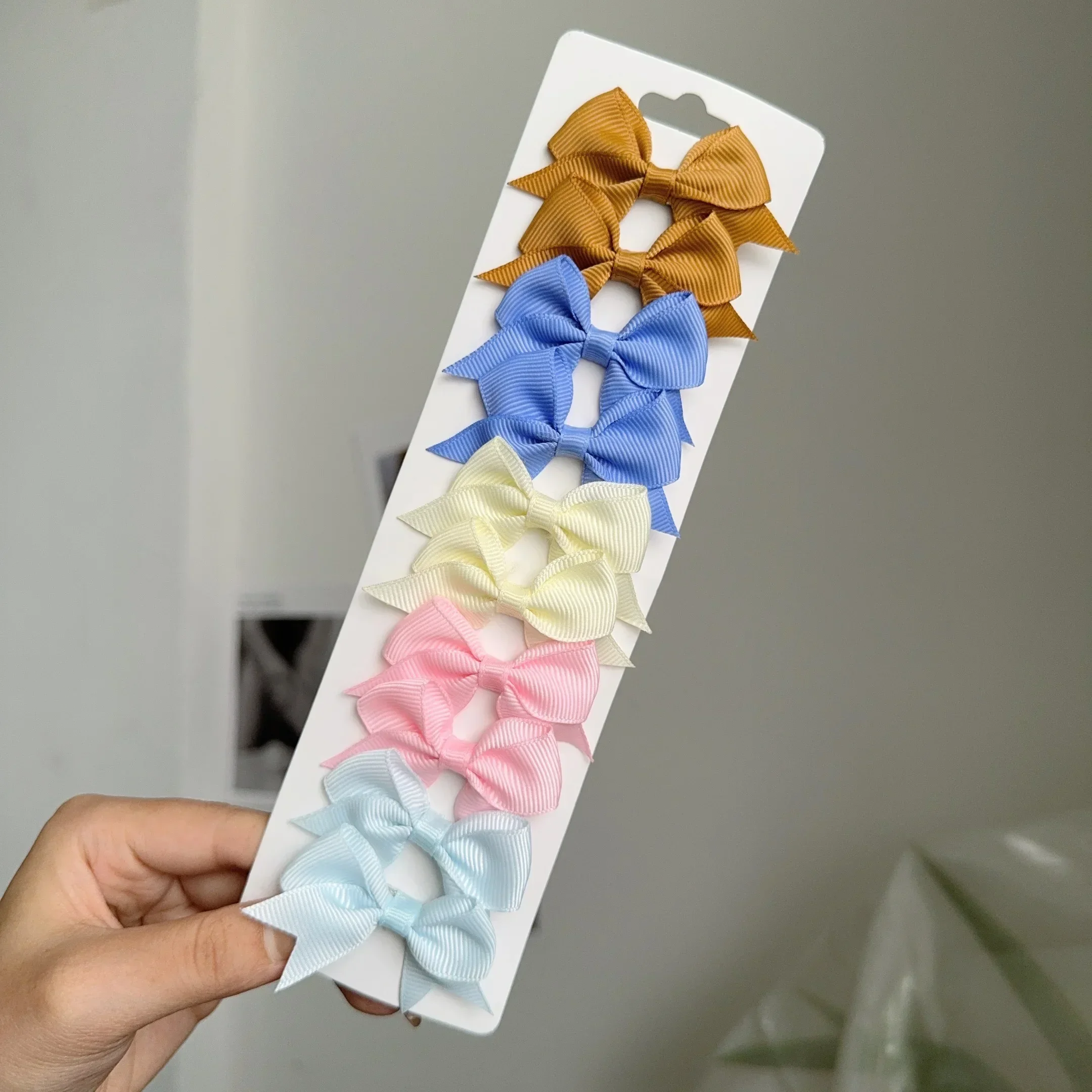 6/10Pcs/Set New Handmade Solid Ribbon Bowknot Hair Clips For Cute Baby Girls Bows Hairpin Kids Hair Accessories – Image 10