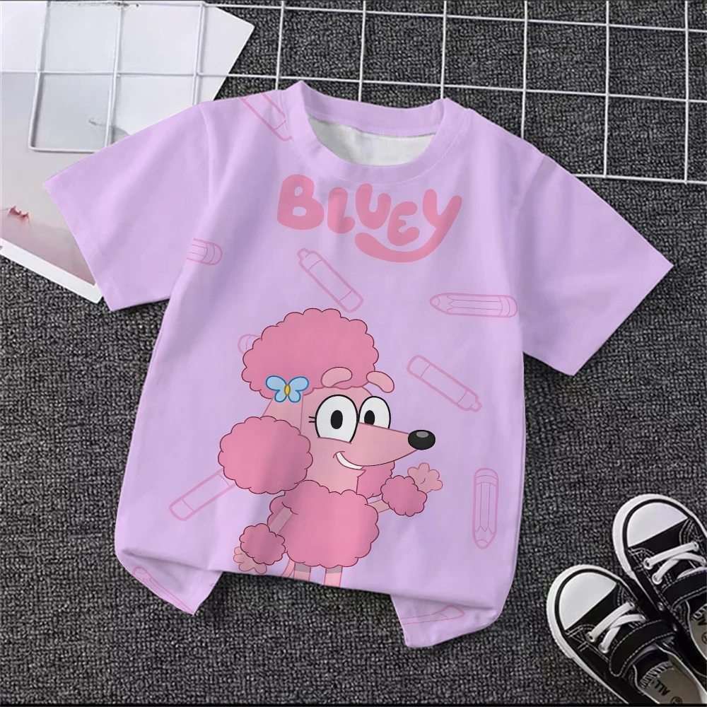 Unisex Bluey Toddler 3D T-Shirt Summer Cool Breathable Short Sleeve Cartoon Print Lightweight Casual Tee for Boys and Girls – Image 10