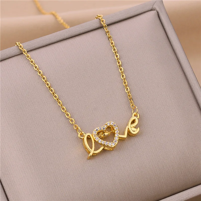 New In Light Luxury Zircon Crystal Stainless Steel Necklaces For Women Korean Fashion Sweet Sexy Female Clavicle Chain Jewelry – Image 4