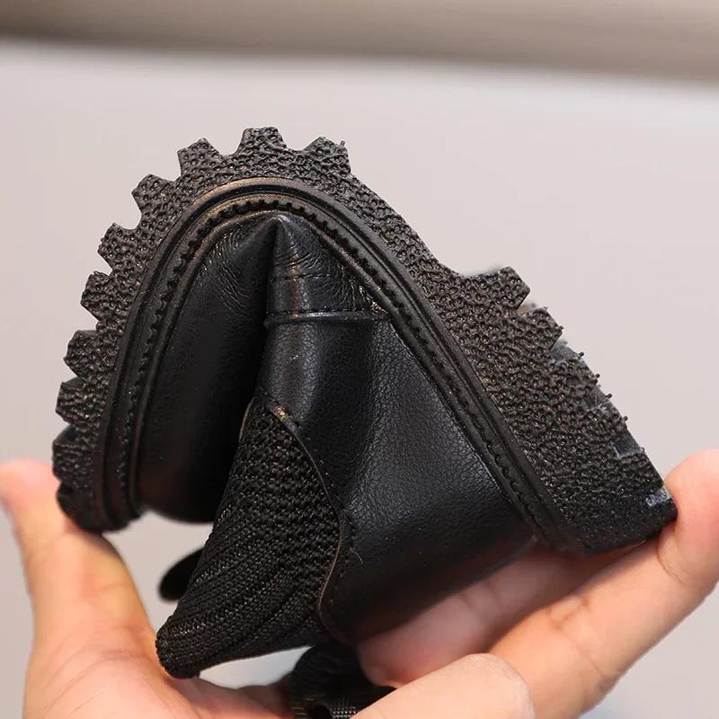 Kids Short Boots Fashion Boys Shoes Autumn Winter Leather Children Boots Non-Slip Toddler Girls Boot Toddler Snow Shoes – Image 16