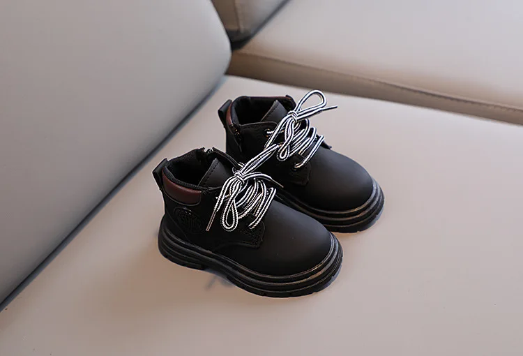 Winter Kids Combat Boots Furry Lined Children Ankle Boots Fashion Boys Girls Short Boots Student Non-slip Shoes Footwear – Image 12