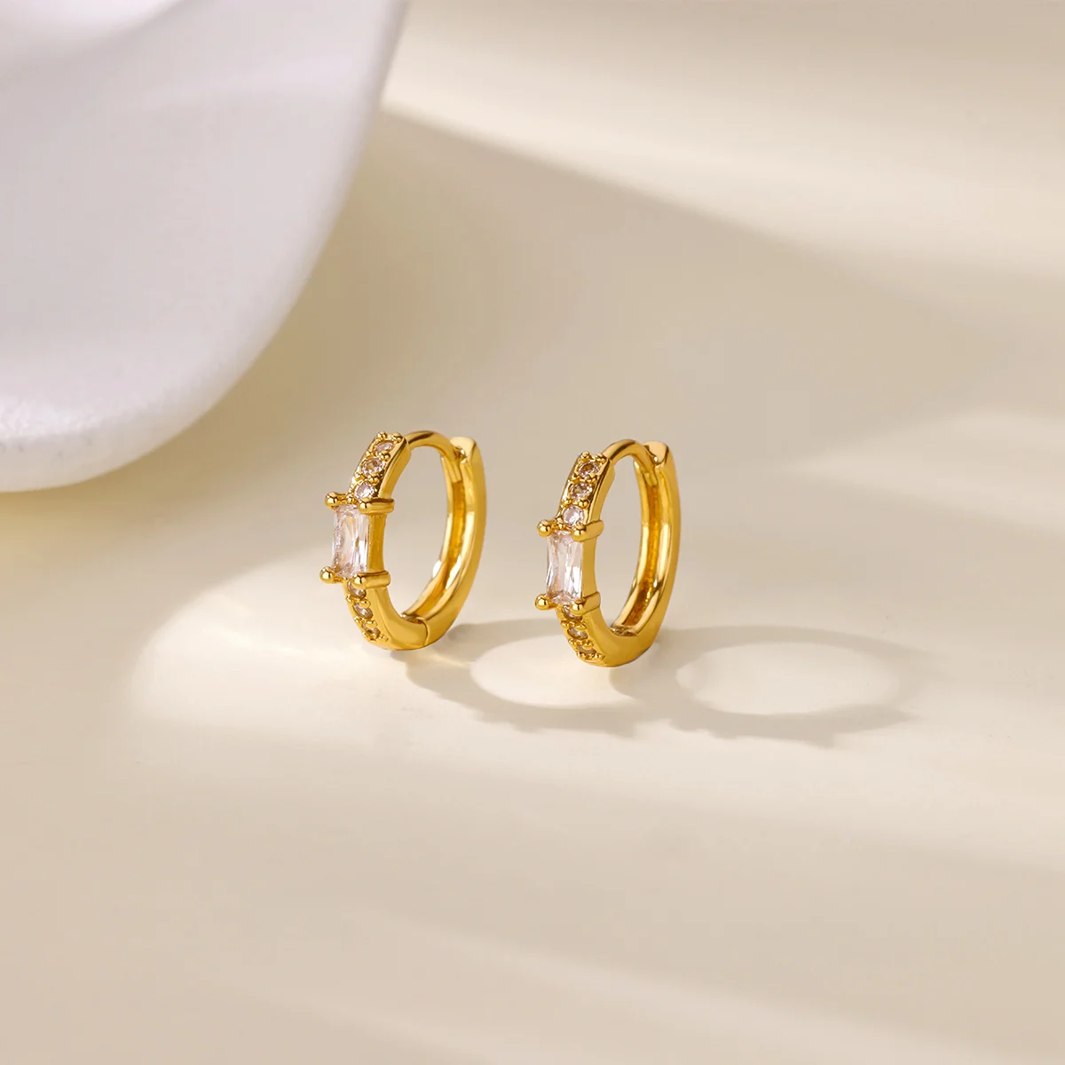 Free Shipping Luxury Geometric Cubic Zirconia Hoop Earrings For Women Stainless Steel Piercing Earring Fashion Wedding Jewelry – Image 7