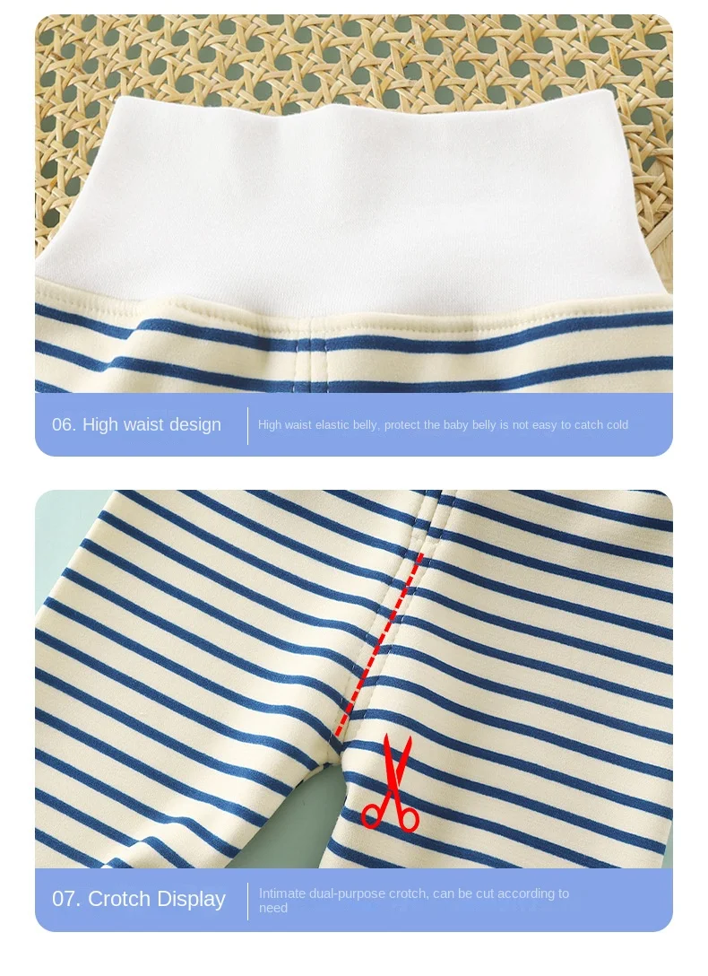 Infant Pants Thicken Keep Warm in Winter Newborn Baby Bebe Boy Girl Striped Leggings Kids Trousers – Image 23