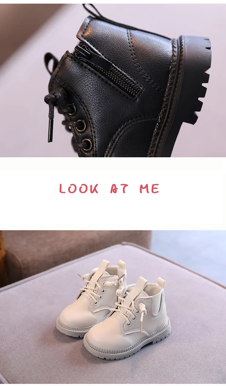 Kids Leather Chelsea Boots Waterproof Children Sneakers Beige Toddler Snow Boots Girl Winter Shoe Boy – Image 35