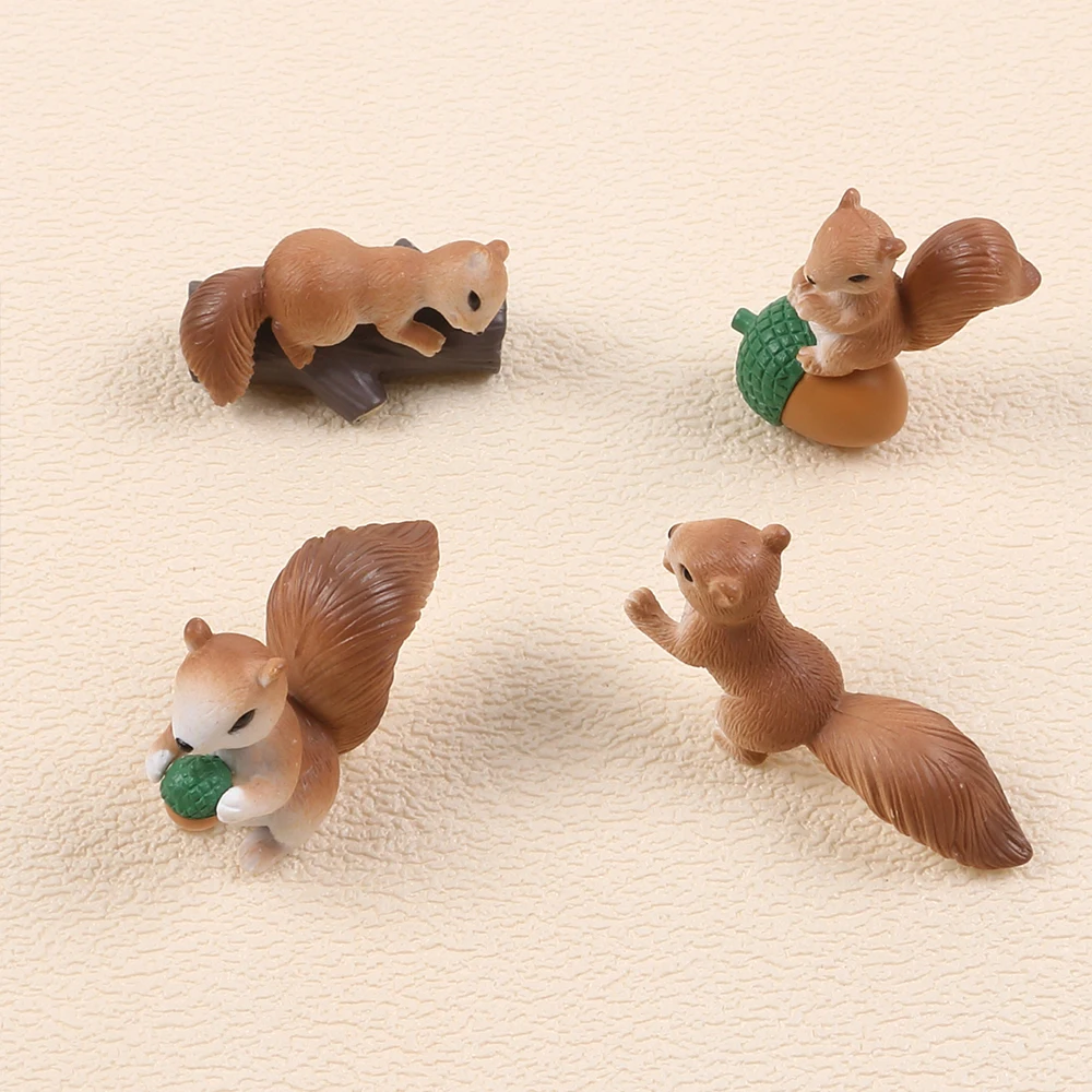 4Pcs/Set Squirrel Miniature Garden Accessories Squirrel Model Landscape Decoration – Image 2