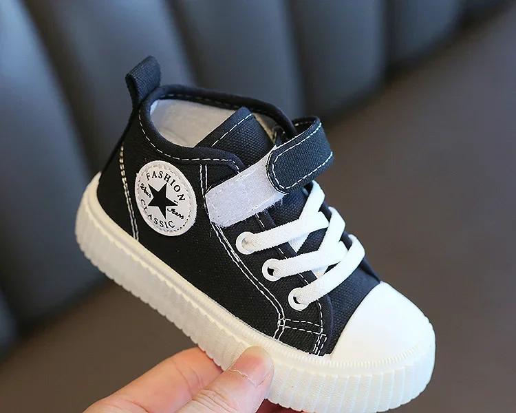 Kid Canvas Shoes Girls Fashion Simple and Versatile Casual Shoes Boy Solid Color Round Toe Non-slip Soft Platform Children Shoes – Image 28