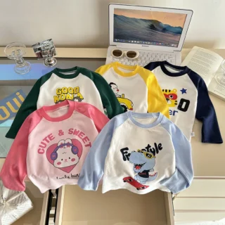 Children's Long Sleeve T-shirt Autumn Tops For Kids Cartoon Cute Children Tees Cotton Toddler Bottom Baby Outfits Clothing