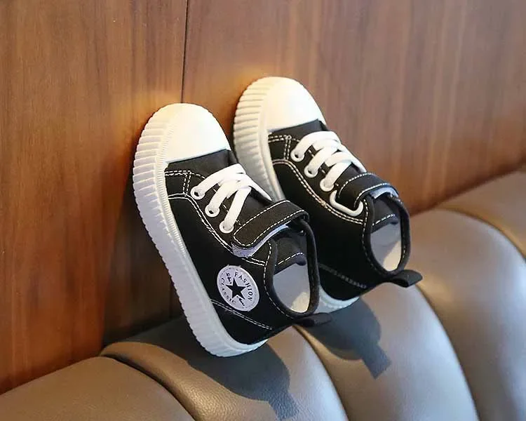 Kid Canvas Shoes Girls Fashion Simple and Versatile Casual Shoes Boy Solid Color Round Toe Non-slip Soft Platform Children Shoes – Image 14