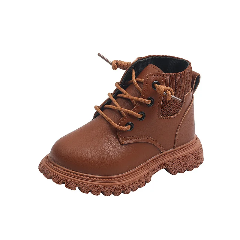 Kids Leather Chelsea Boots Waterproof Children Sneakers Beige Toddler Snow Boots Girl Winter Shoe Boy – Image 44