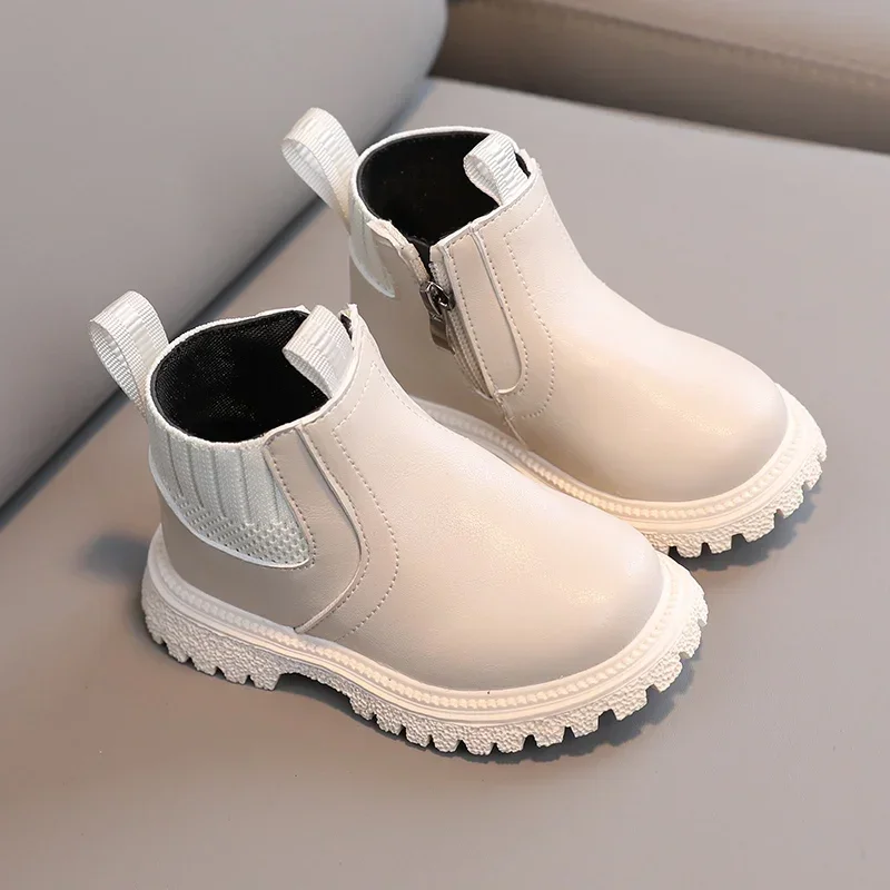 Kids Short Boots Fashion Boys Shoes Autumn Winter Leather Children Boots Non-Slip Toddler Girls Boot Toddler Snow Shoes – Image 5
