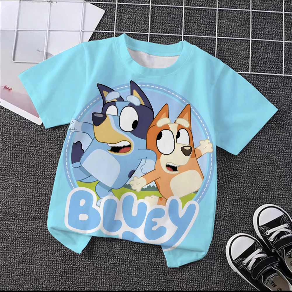 Unisex Bluey Toddler 3D T-Shirt Summer Cool Breathable Short Sleeve Cartoon Print Lightweight Casual Tee for Boys and Girls – Image 8