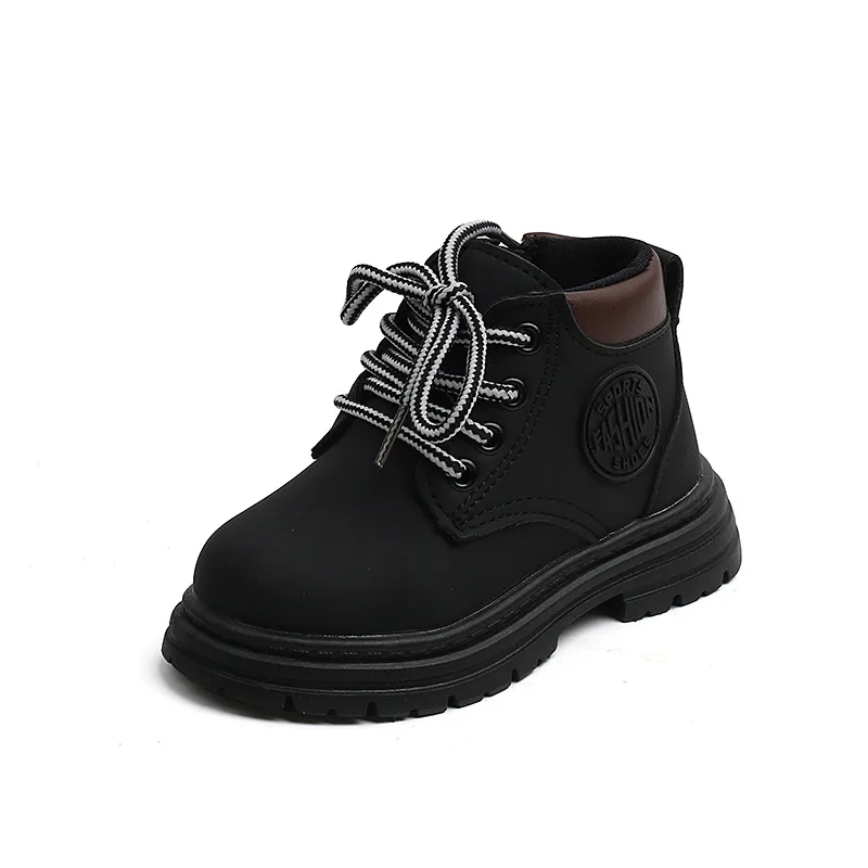 Winter Kids Combat Boots Furry Lined Children Ankle Boots Fashion Boys Girls Short Boots Student Non-slip Shoes Footwear – Image 7