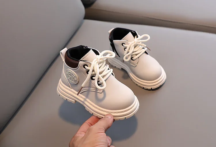 Winter Kids Combat Boots Furry Lined Children Ankle Boots Fashion Boys Girls Short Boots Student Non-slip Shoes Footwear – Image 19