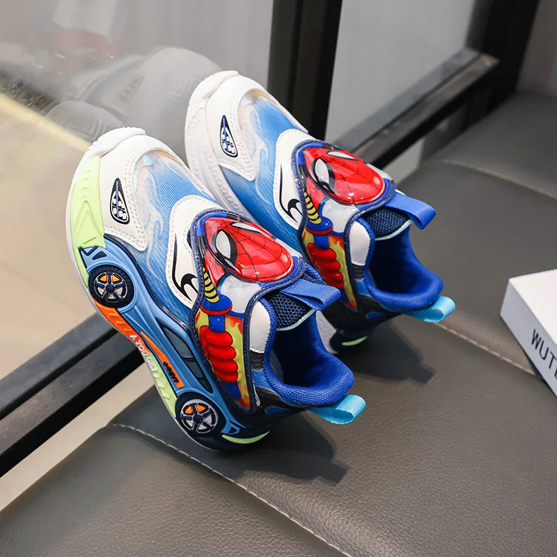 Disney Children's Shoes Fashion Cartoon LED Lights Spiderman Sneakers for Boys Breathable Sport Anti-slip Student Shoes Size 26 – Image 6