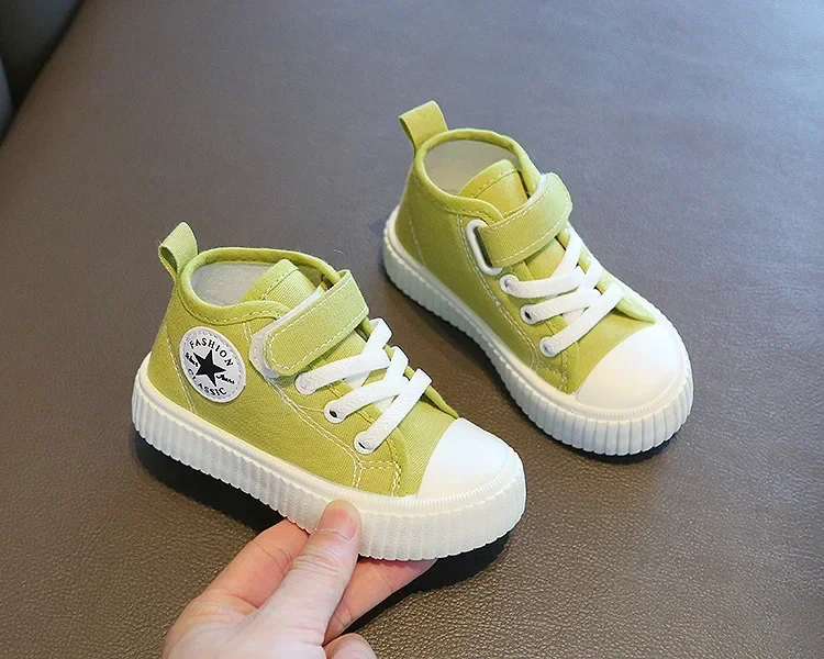 Kid Canvas Shoes Girls Fashion Simple and Versatile Casual Shoes Boy Solid Color Round Toe Non-slip Soft Platform Children Shoes – Image 18
