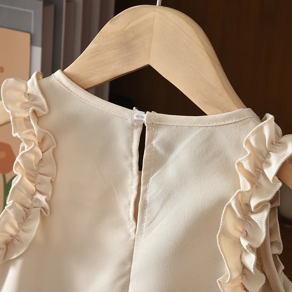 Bera Leader Korean Version Sleeveless Pleated Dress Solid Color Round Neck Children's Clothes Summer Kids Dresses for Girls Wear – Image 20