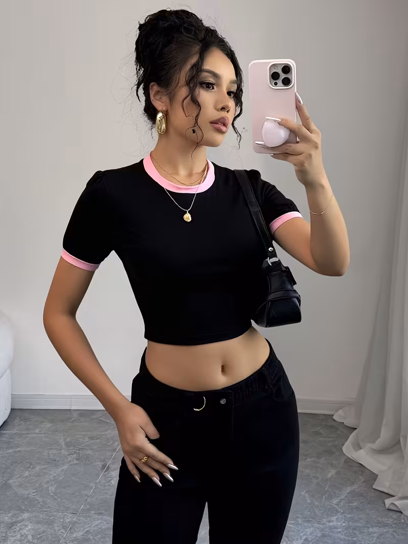T-shirt Femme Été Manches Courtes Dos Nu et Ajouré – Image 3
