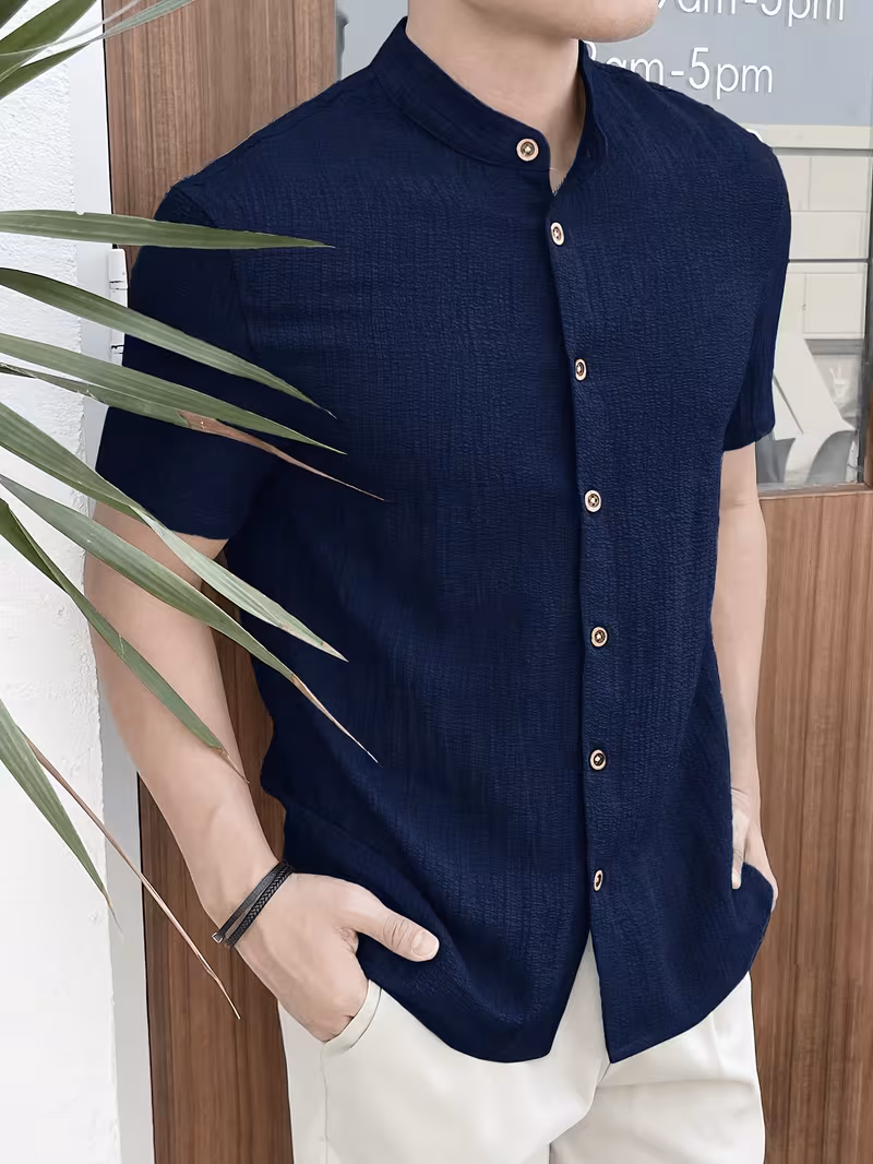 chemise de jeunesse à manches courtes et couleur unie pour adolescent – Image 4