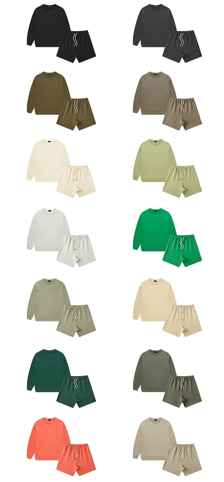 Vêtements pour enfants en gros : ensembles 2 pièces (sweat-shirt à col rond, short et sweat à capuche en coton 350 g) pour garçons et filles, survêtements personnalisés, vêtements de jogging et sweats à capuche – Image 7