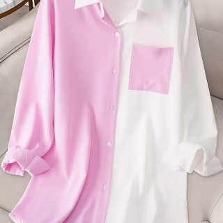 Vêtements pour femmes élégants et à la mode avec color blocking, poches et une chemise longue