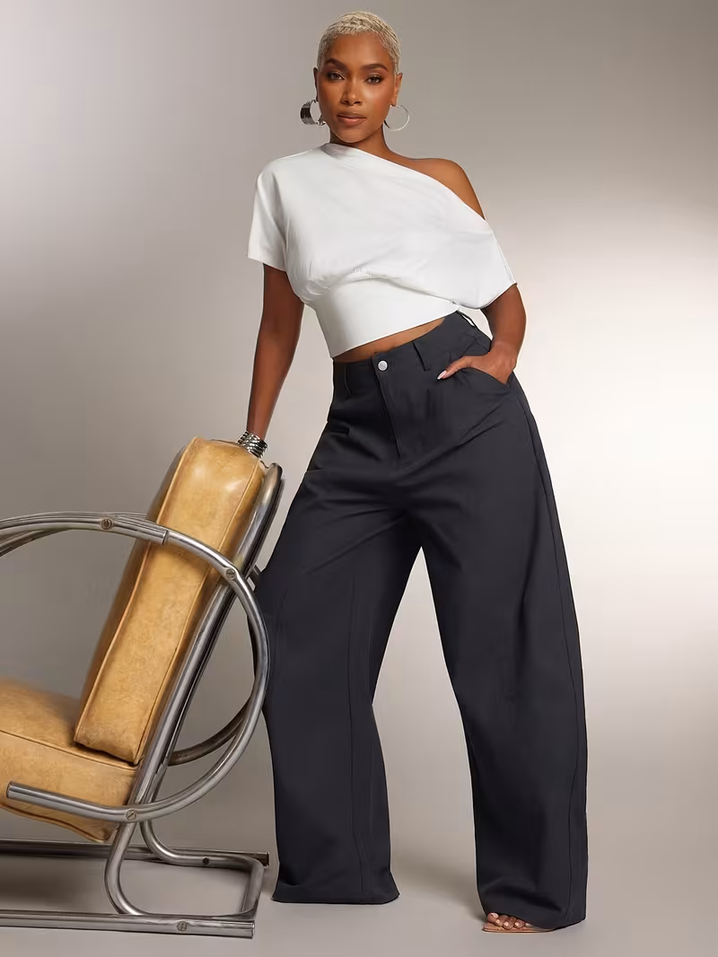 Haut évasé épaules dénudées, haut de mode pour tous les jours, T-shirt tendance – Image 2