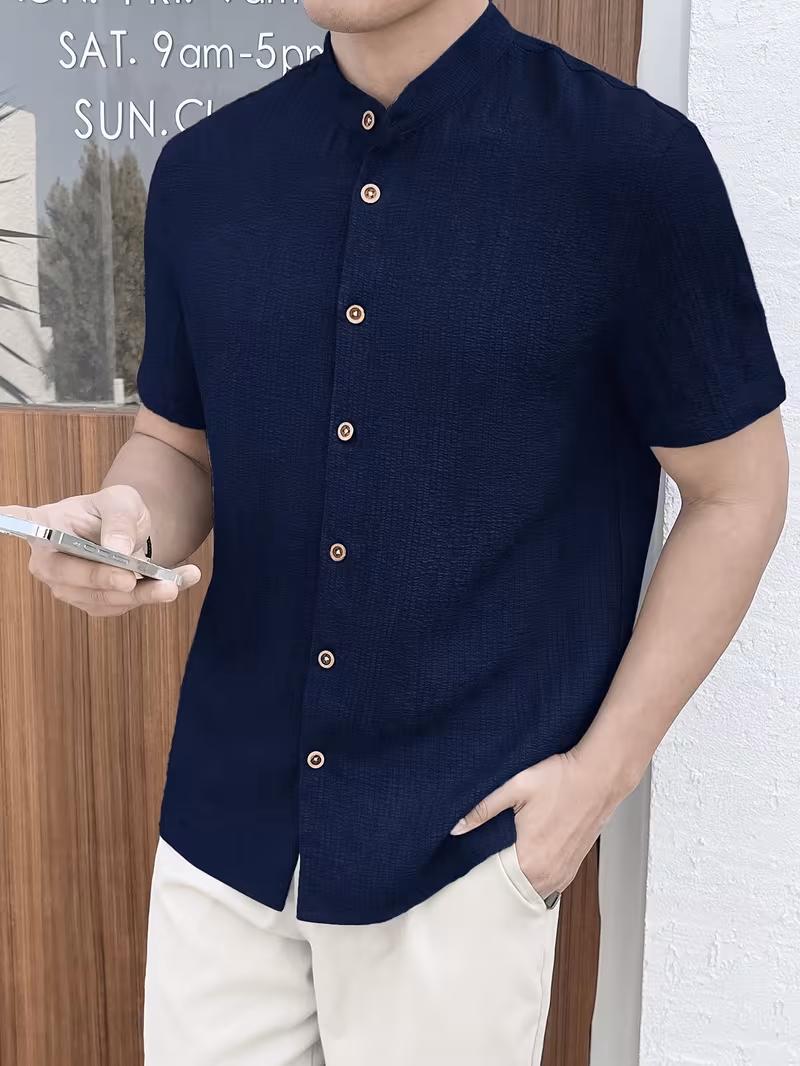 chemise de jeunesse à manches courtes et couleur unie pour adolescent – Image 3