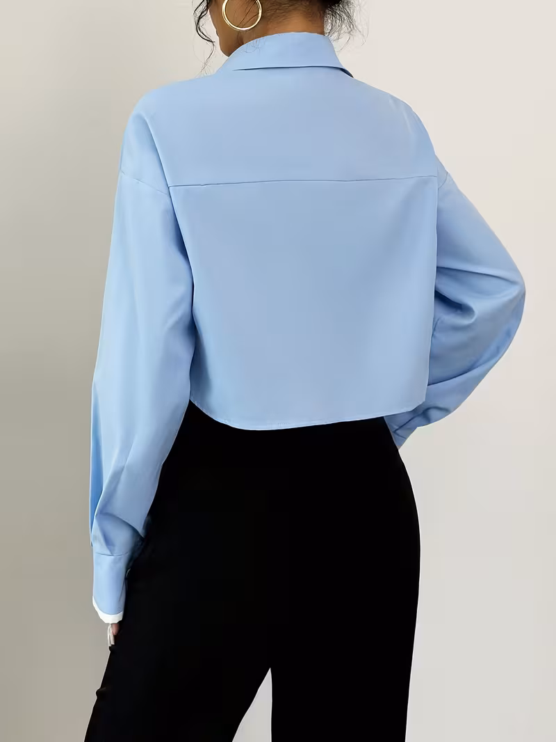 Chemise Femme Automne Nouvelle Arrivée Manches Longues Color-Block, Style Décontracté Élégant pour Affaires – Image 2