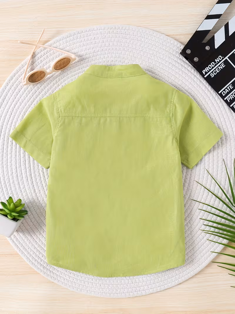 Chemise d'été à manches courtes style vacances pour garçons, idéale pour les fêtes et la rentrée scolaire