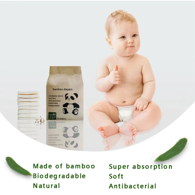 Couches pour bébé biodégradables couche jetable en fibre de bambou super absorption douce Couches pour bébés