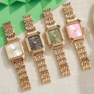 Montre-bracelet carrée à quartz simple et élégante pour femme ;