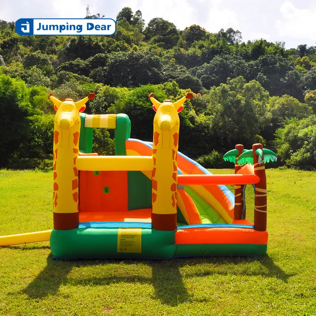 Château gonflable amusant sur le thème de la girafe avec gonflage rapide