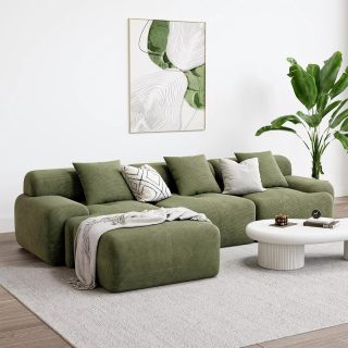 Canapé modulaire en tissu en forme de L, design moderne, luxueux et minimaliste, gain de place, emballage plat, pour appartement, salon, Cloud