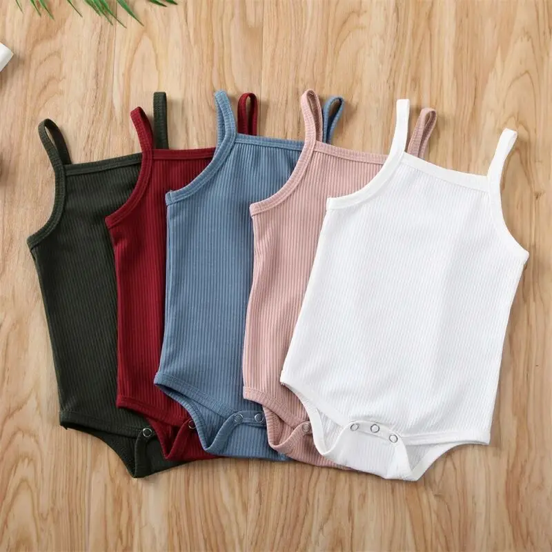 set de 5 pieces 0-18 mois unisexe bébé été body bébé garçon uni rose blanc vert combinaison pour filles nouveau-nées sans manches costume de jeu vêtements
