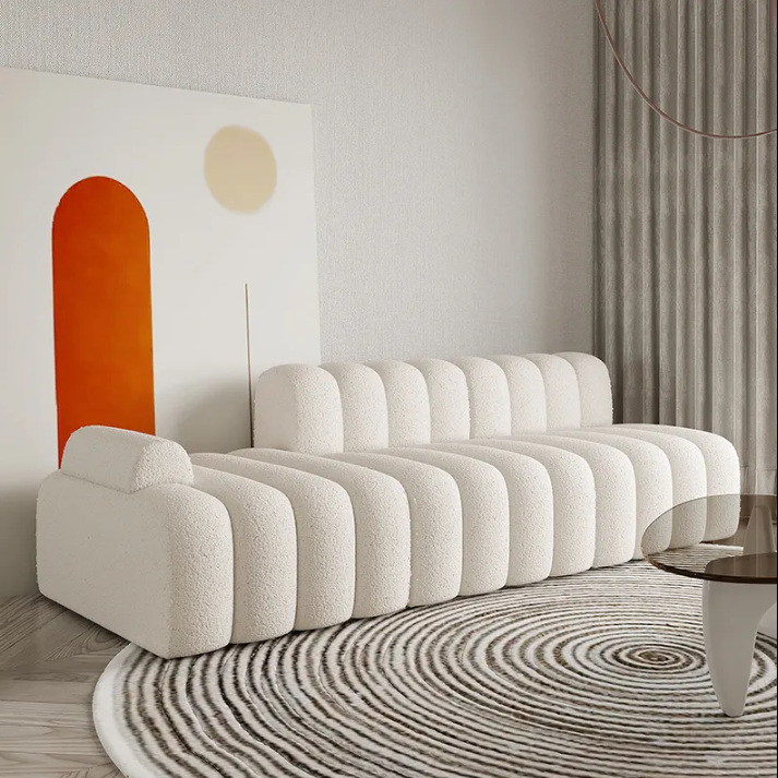 Canapé en tissu canapé pour petit appartement canapé de salon en forme de module sans accoudoir canapé de salon crème de luxe légeR – Image 4