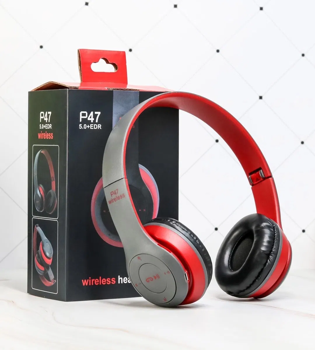 Casque P47 Casque stéréo haute qualité Bluetooth pliable supra-auriculaire sans fil avec arceau – Image 3