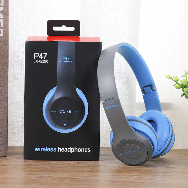 Casque P47 Casque stéréo haute qualité Bluetooth pliable supra-auriculaire sans fil avec arceau – Image 4