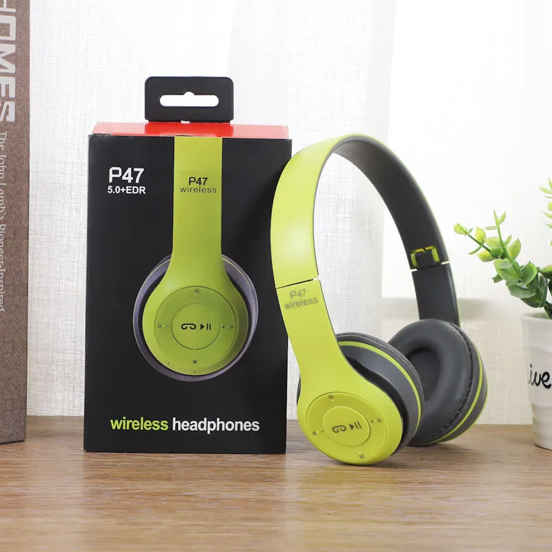 Casque P47 Casque stéréo haute qualité Bluetooth pliable supra-auriculaire sans fil avec arceau – Image 5